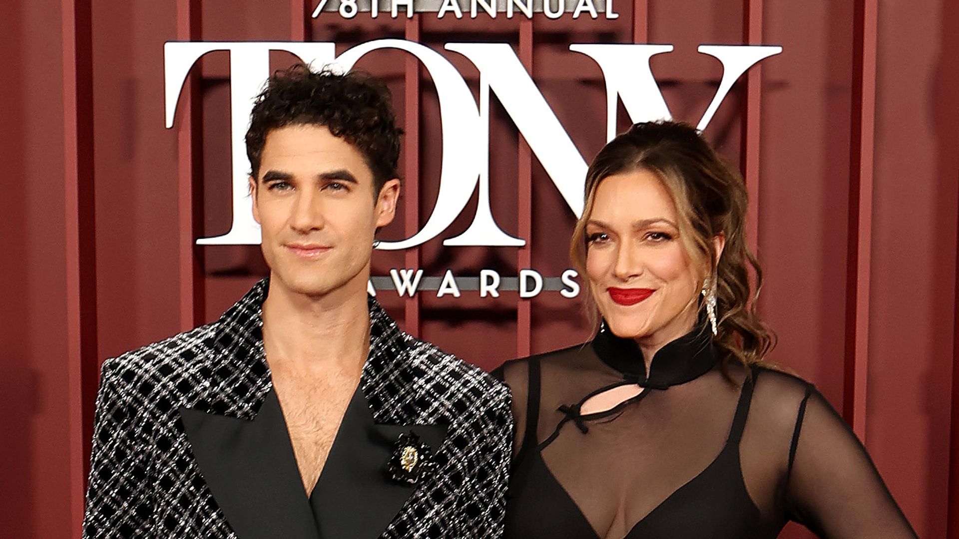 Darren Criss and Mia Swier attend The 78th Annual Tony Awards at Radio City Music Hall on June 08, 2025 in New York City