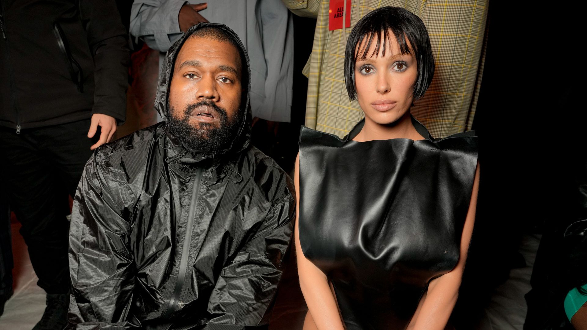 kanye west bianca censori wearing black on frow