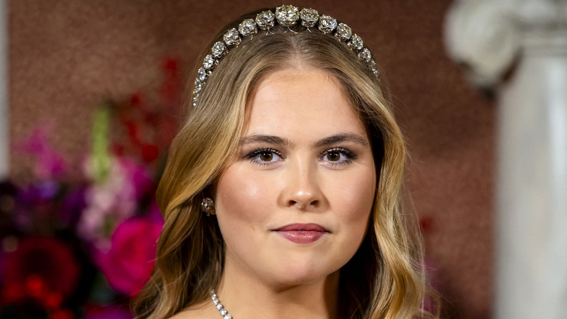 Princess Amalia of the Netherlands poses during an official photo at the Royal Palace in Amsterdam. (Photo by Remko de Waal / ANP / AFP via Getty Images) / Netherlands OUT