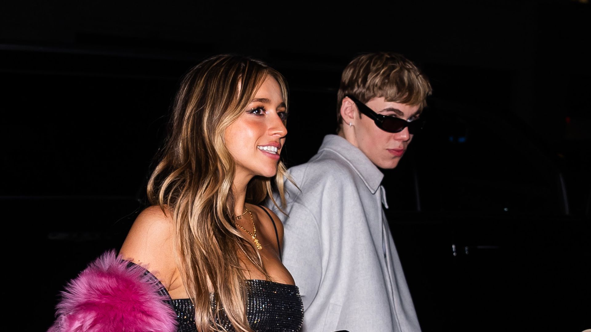 Tate McRae (L) and The Kid Laroi are seen in Greenwich Village on August 23, 2024 in New York City