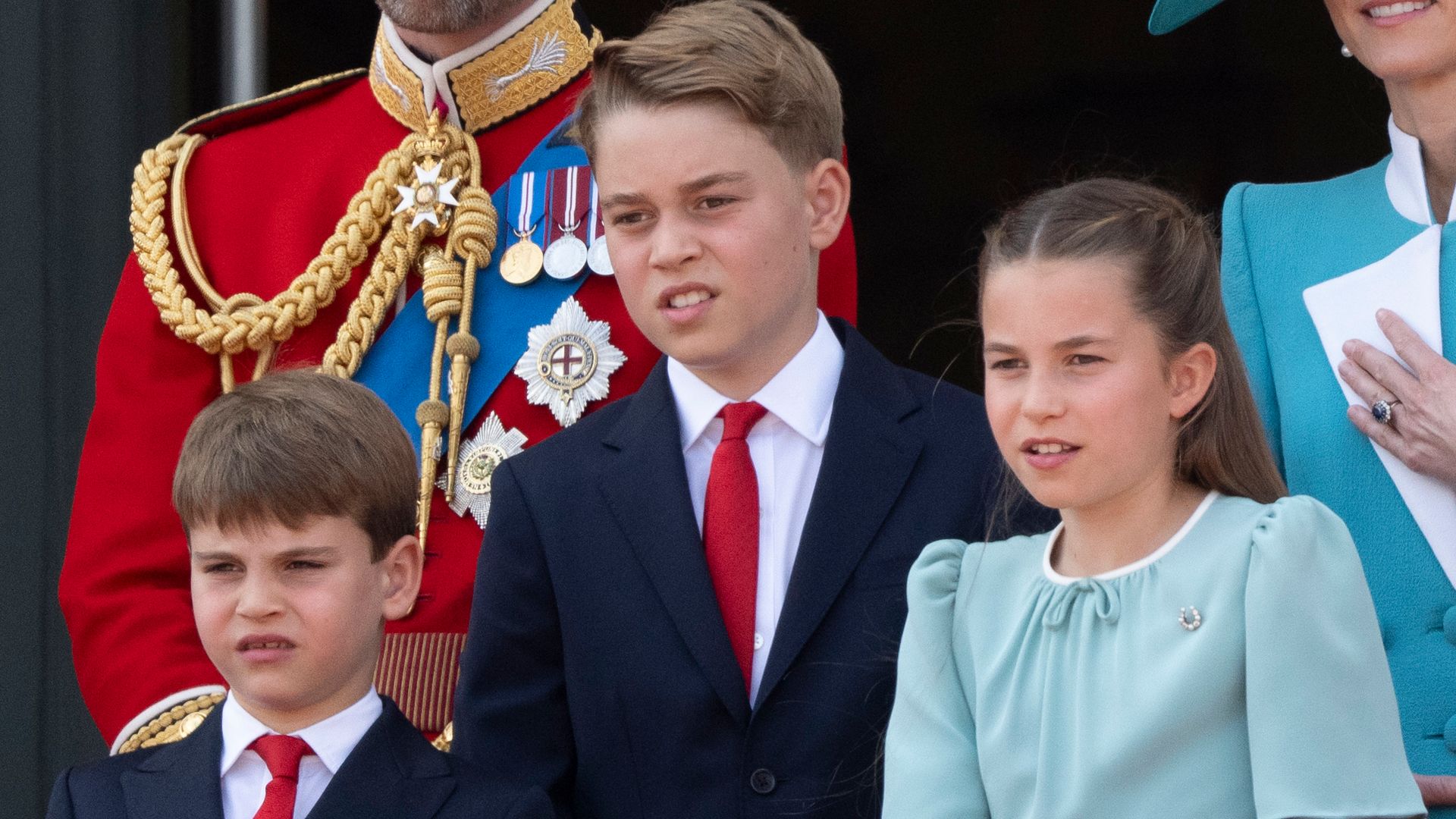George, Charlotte and Louis on balcony at Trooping the Colour 