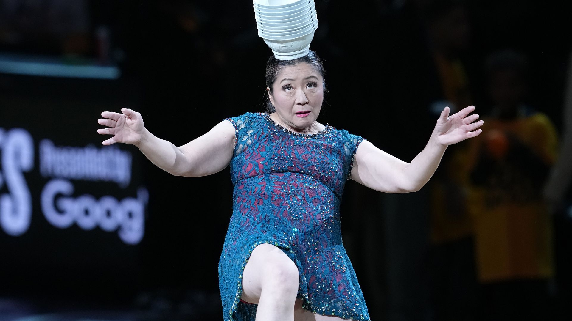 Red Panda performs during halftime in Game Four of the Eastern Conference Finals of the 2025 NBA Playoffs