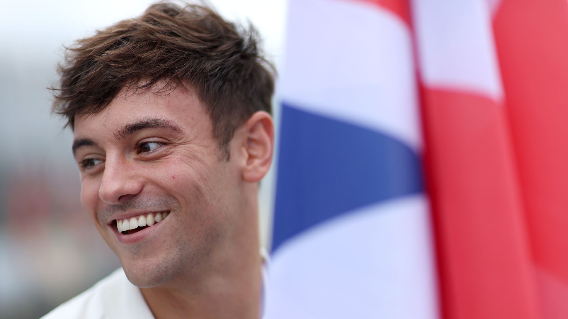 Thomas Daley, Flagbearer of Team Great Britain, looks on during the opening ceremony of the Olympic Games Paris 2024 on July 26, 2024 in Paris, France
