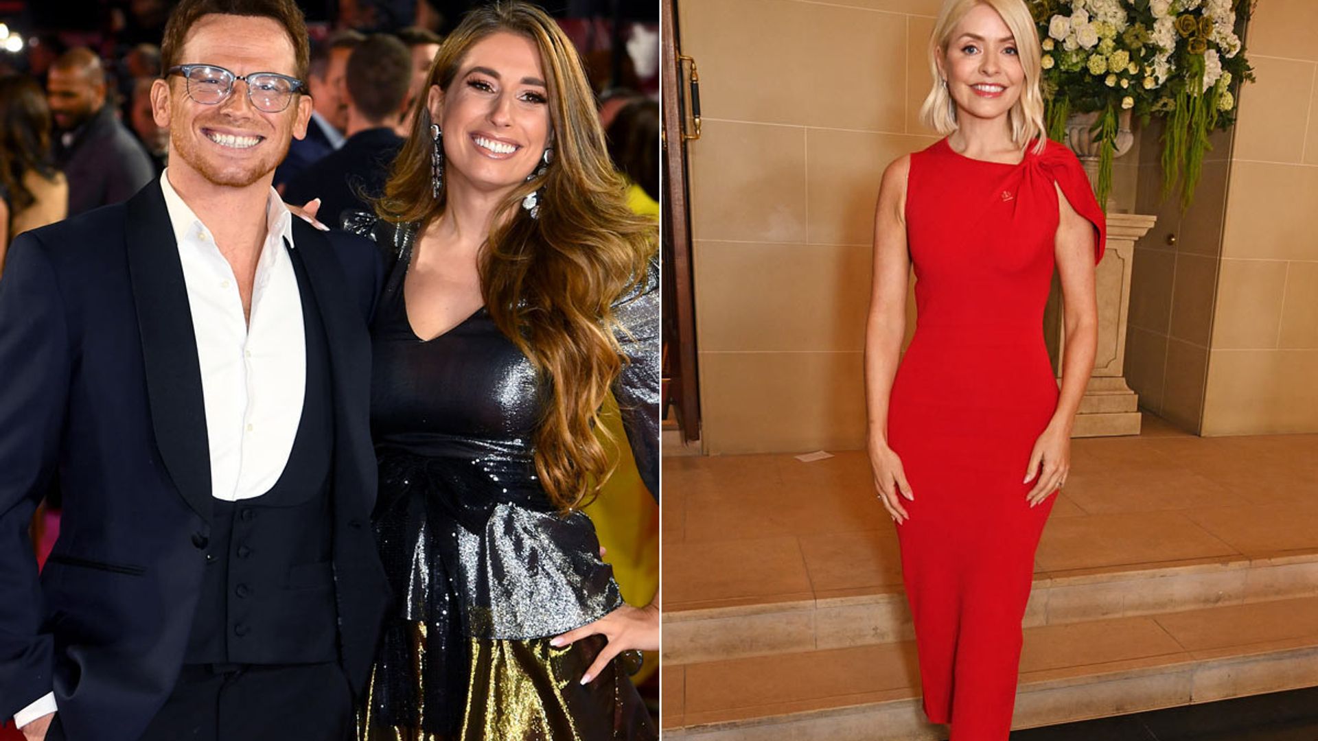 A split image of Joe Swash and Stacey Solomon