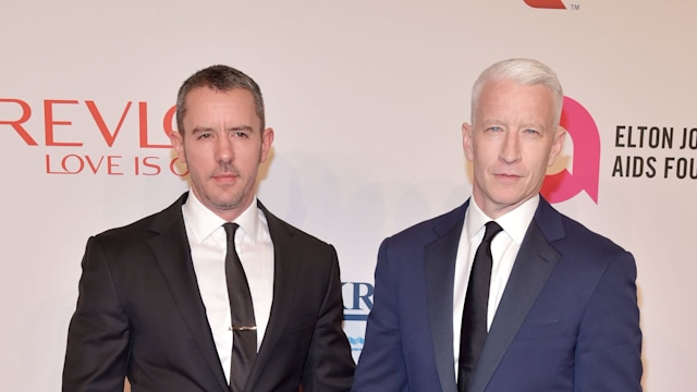 Benjamin Maisani and Anderson Cooper attend Elton John AIDS Foundation's 14th Annual Benefit at Cipriani Wall Street on November 2, 2015 in New York City
