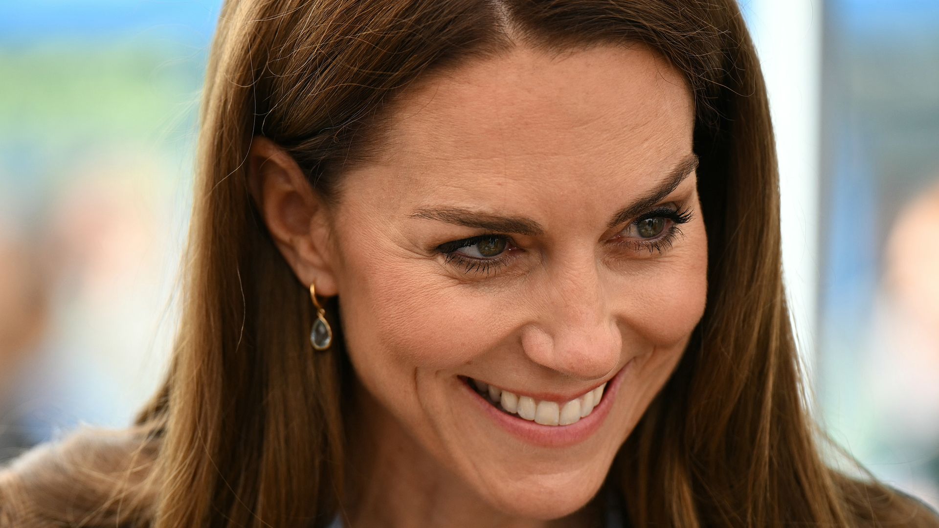 Kate Middleton, the Princess of Wales wears a blazer and shirt in 2025