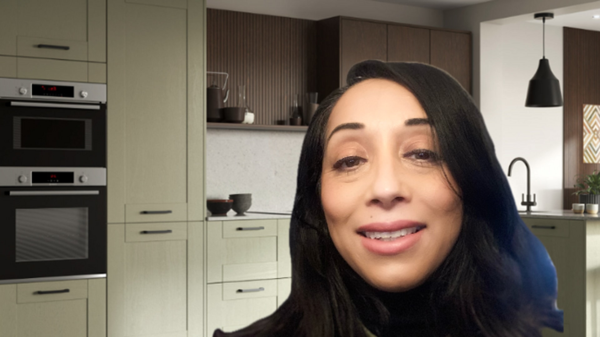 kitchen design expert with kitchen backdrop 