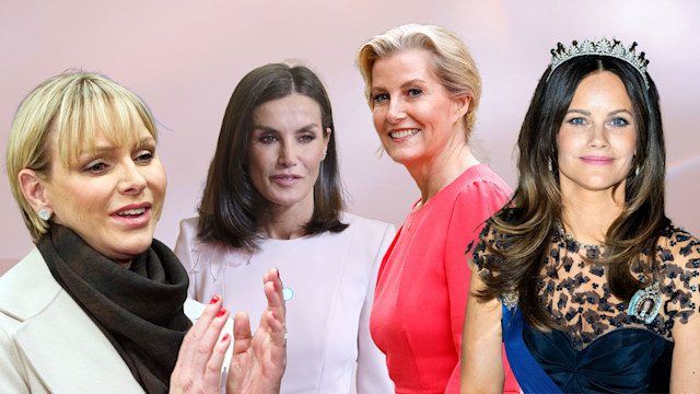combined images of Princess Charlene, Queen Letizia, Duchess Sophie and Princess Sofia