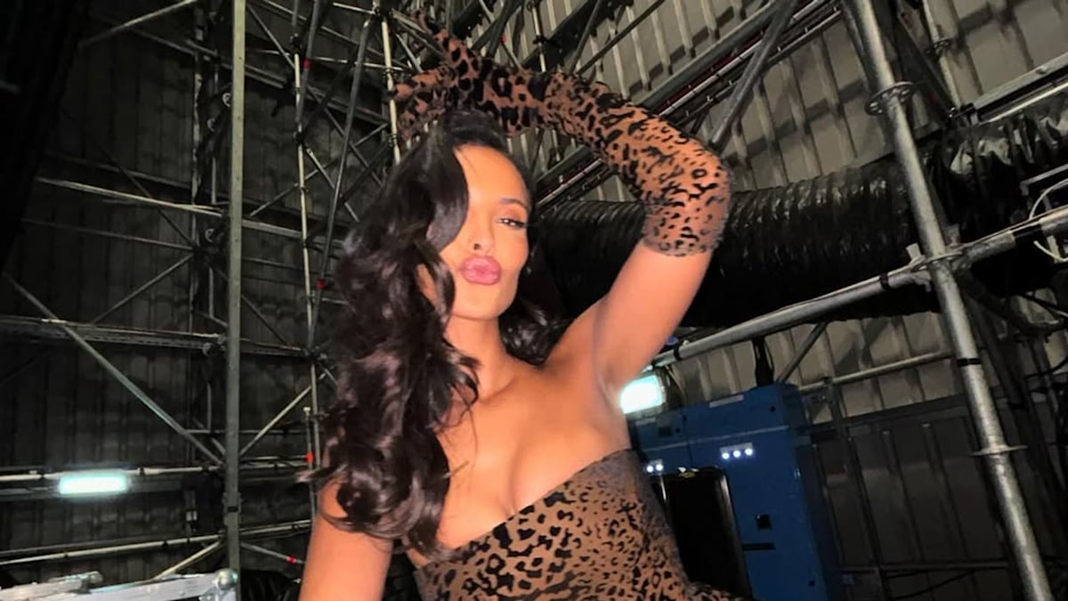 Maya Jama roars into 2025 in feline leopard print bodycon