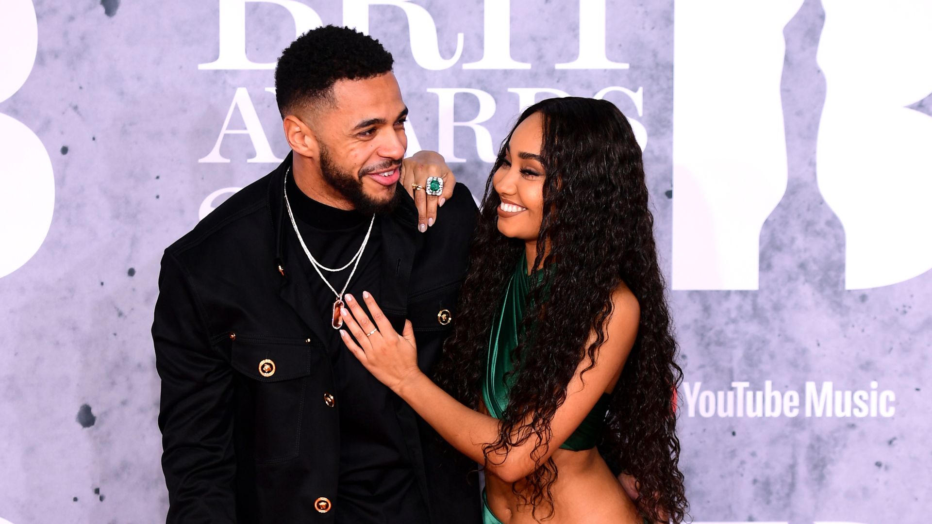 Andre Gray and Leigh-Anne Pinnock attending the Brit Awards 2019 at the O2 Arena, London