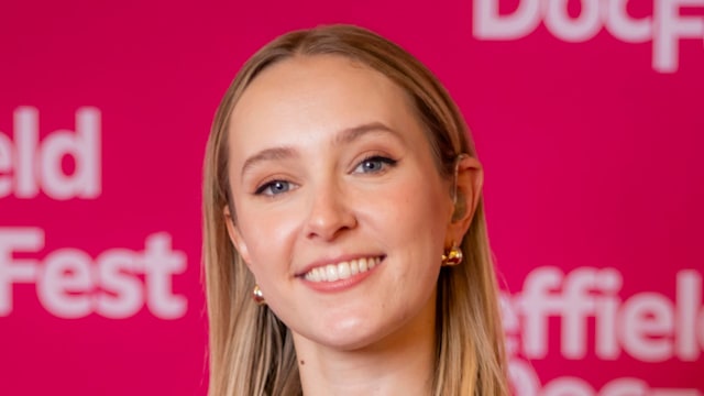 Rose Ayling-Ellis in a black floral dress