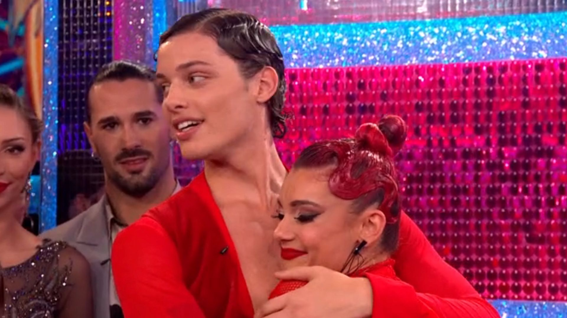 Bobby Brazier hugging Dianne Buswell on Strictly