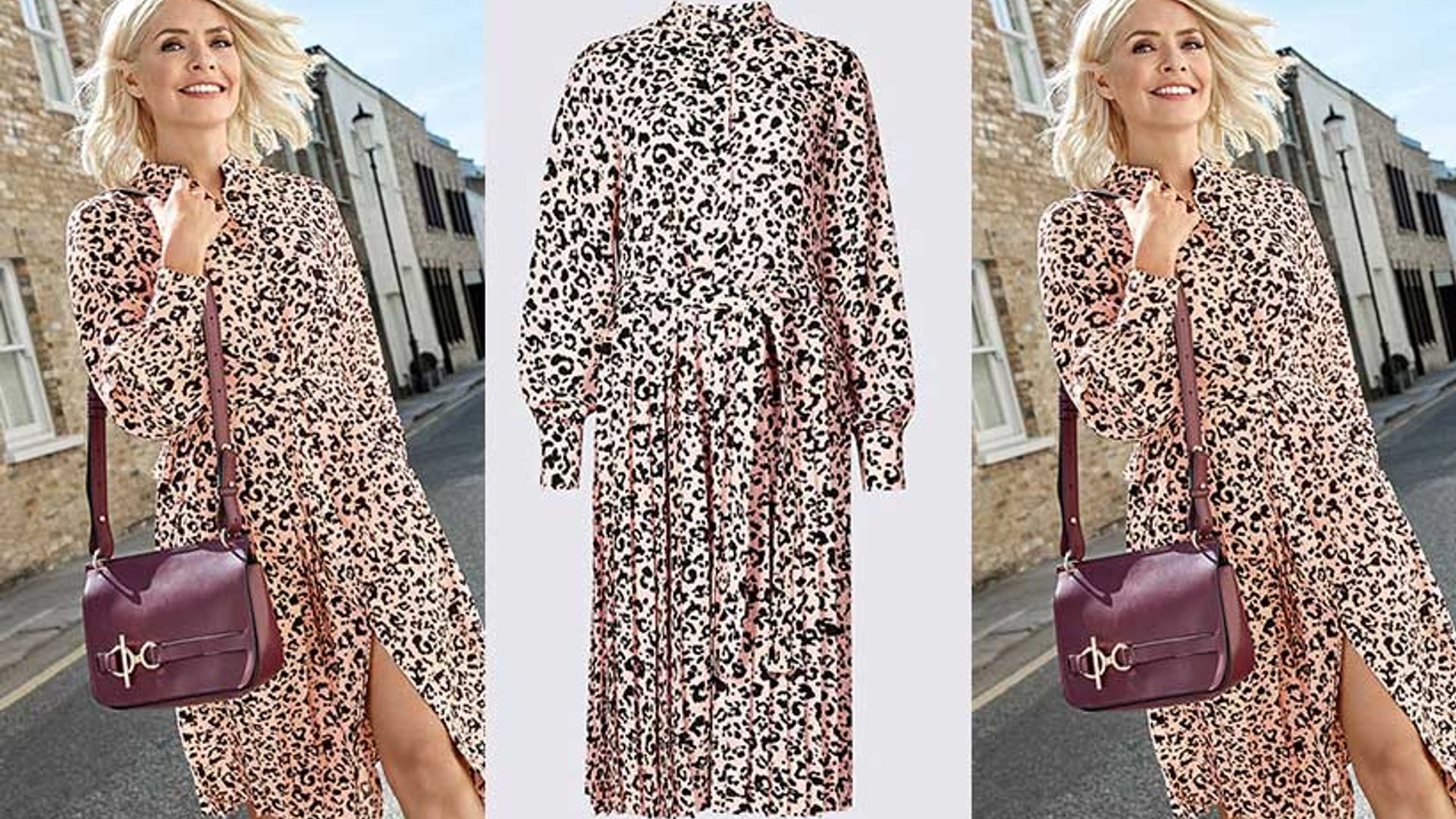 holly willoughby pink leopardprint dress