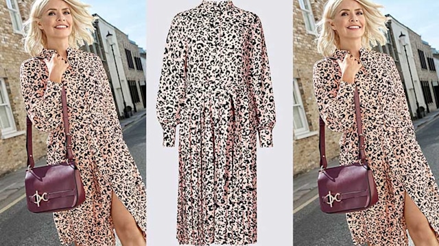 holly willoughby pink leopardprint dress