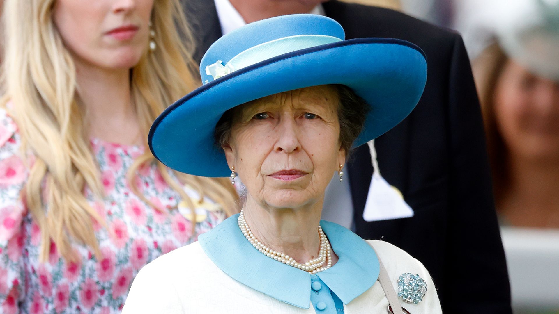 Princess Anne white and blue outfit