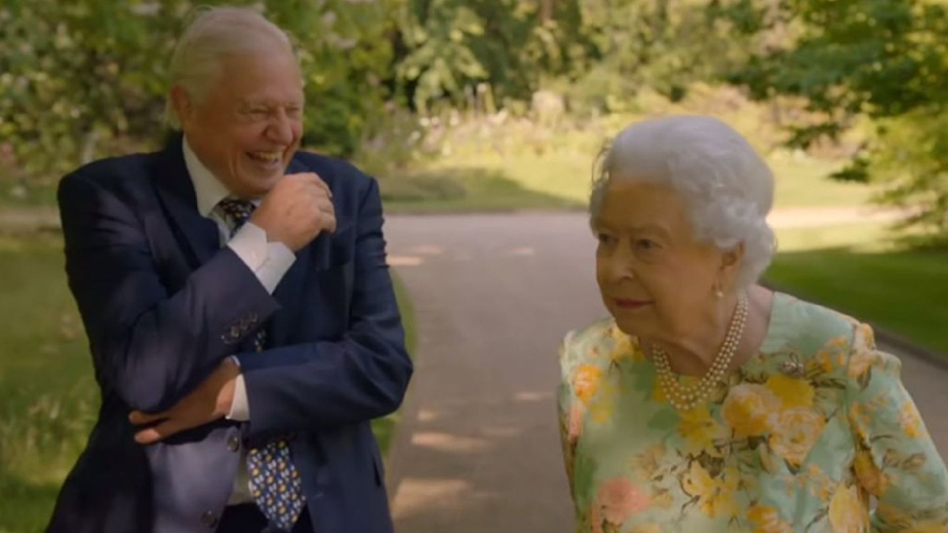 queen david attenborough laughing itv documentary
