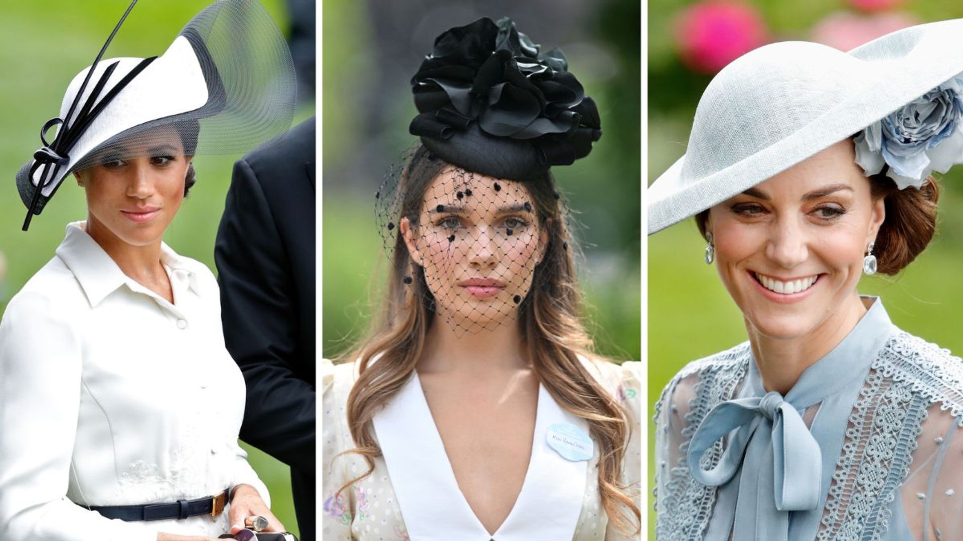 10 chicest Ascot Hats of all time : Meghan Markle, Hana Cross and Kate Middleton at Ascot