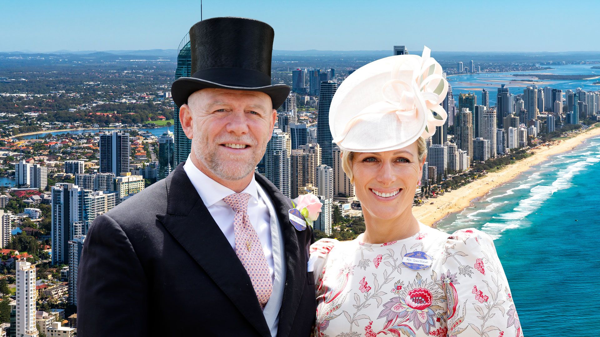 Zara and Mike with gold coast backdrop