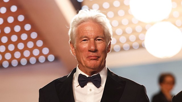 US actor Richard Gere leaves after the screening of the film "Oh Canada" at the 77th edition of the Cannes Film Festival