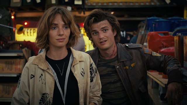 Maya Hawke as Robin Buckley and Joe Keery as Steve Harrington in Stranger Things