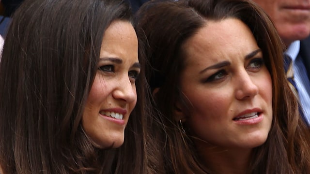 Pippa Middleton and Kate Middleton sit in the Royal Box during the Gentlemen's Singles final match between Roger Federer of Switzerland and Andy Murray of Great Britain on day thirteen of the Wimbledon Lawn Tennis Championships at the All England Lawn Tennis and Croquet Club on July 8, 2012 in London, England. 