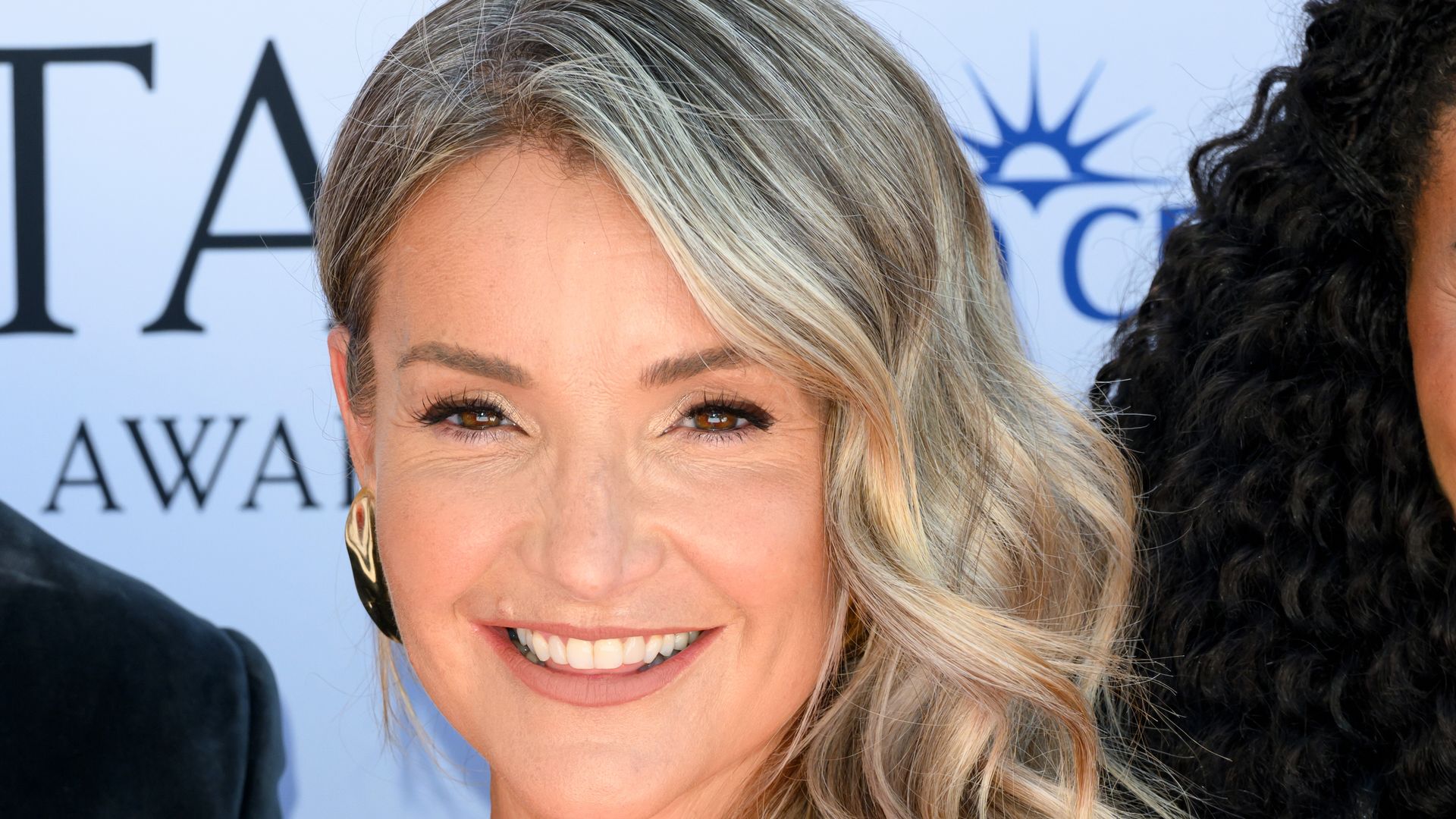 Helen Skelton in a white dress