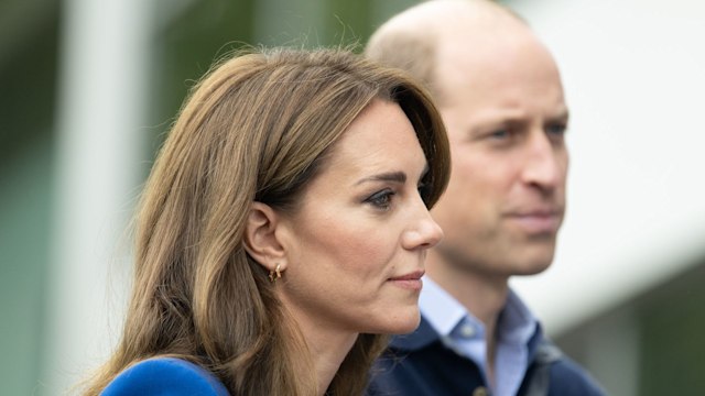 Princess Kate and Prince William looking serious