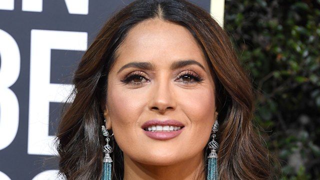 salma hayek blue dress 