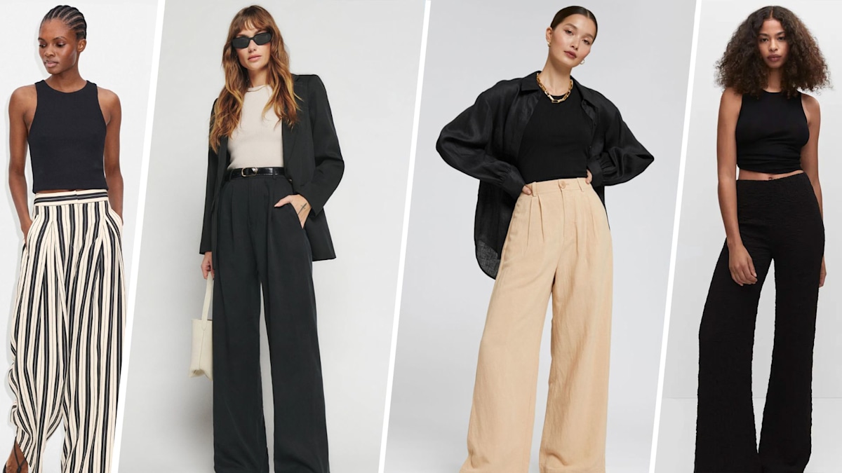 The best wide-leg trousers to wear with trainers: From M&S to & Other ...