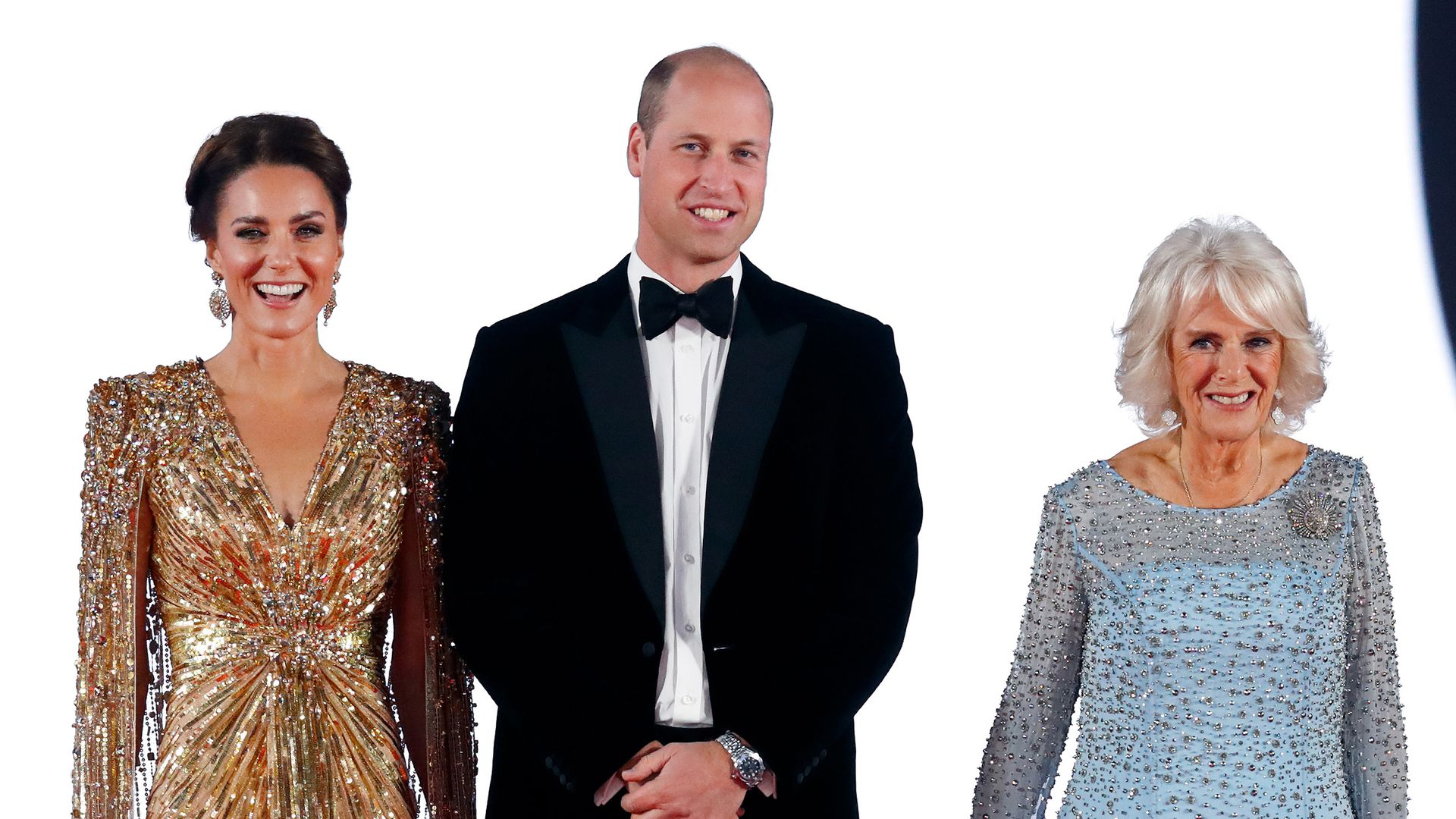 Camilla, Prince William and Kate at the No Time to Die premiere