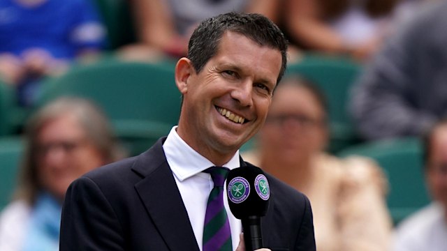 Tim Henman on centre court during day seven of the 2022 Wimbledon Championships at the All England Lawn Tennis and Croquet Club, Wimbledon. 