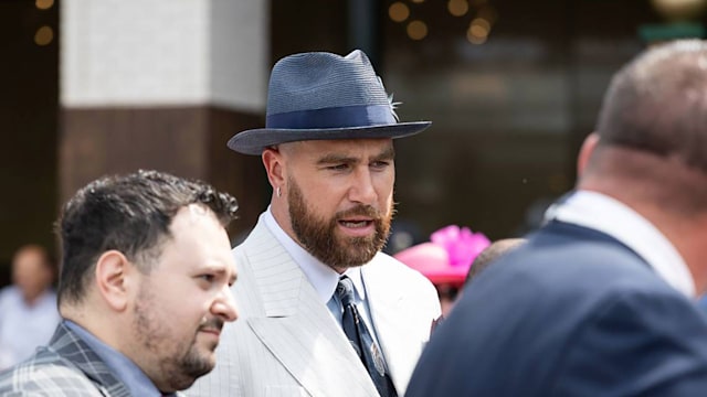 Kansas City Chiefs tight end Travis Kelce is seen at the 150th Kentucky Derby on Saturday, May 4, 2024, in Louisville, Kentucky