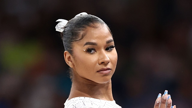 Jordan Chiles of Team United States competes in the Artistic Gymnastics Women's Floor Exercise Final on day ten of the Olympic Games Paris 2024 at Bercy Arena on August 05, 2024 in Paris, France.