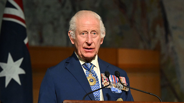 King Charles III speaks during the ceremonial welcome and Parliamentary reception at the Australian Parliament House