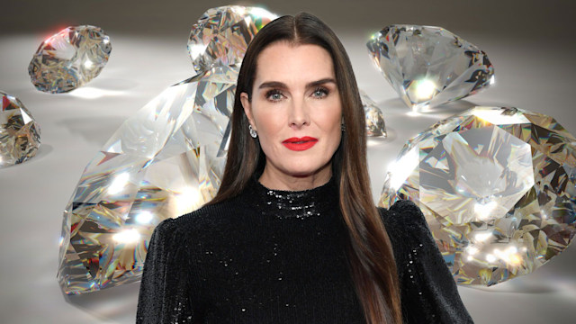 brooke shields with diamonds backdrop