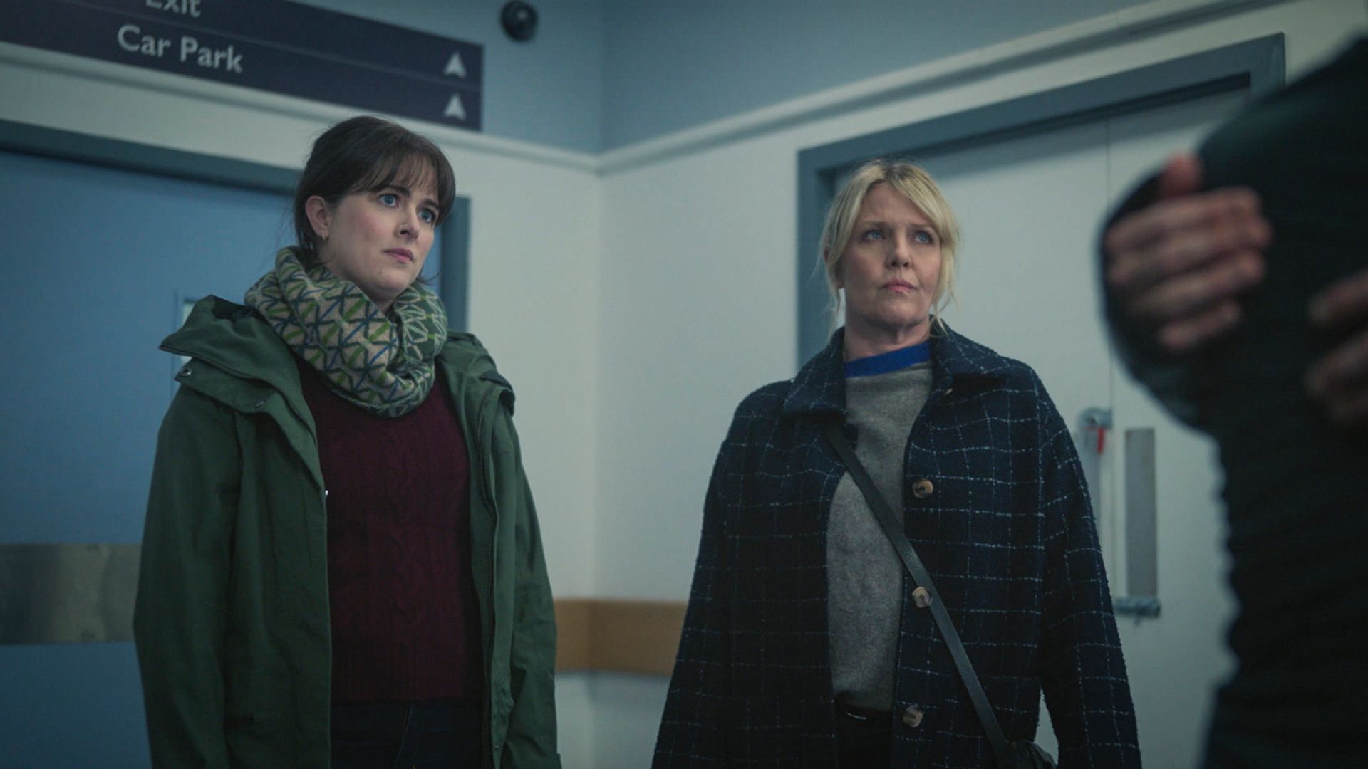 Alison O'Donnell and Ashley Jensen in a scene from Shetland