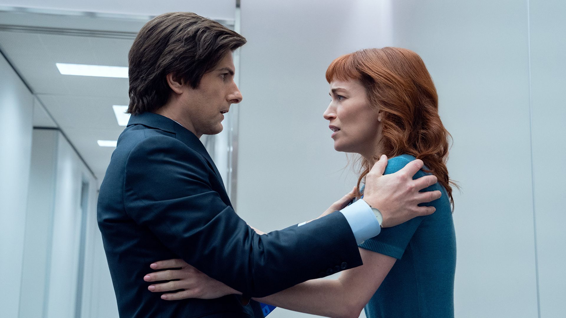 Mark S and Helly R in the season two premiere of Severance