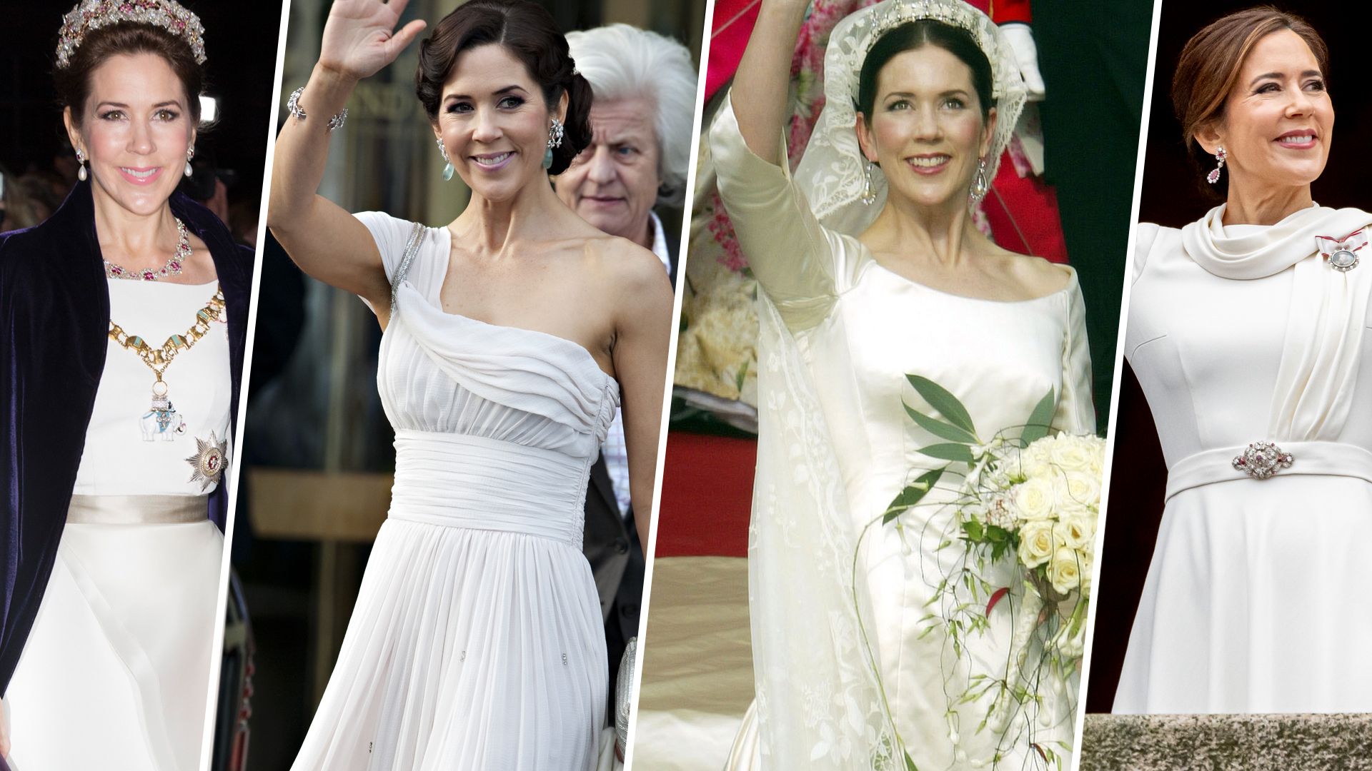 Queen Mary of Denmark in bridal white
