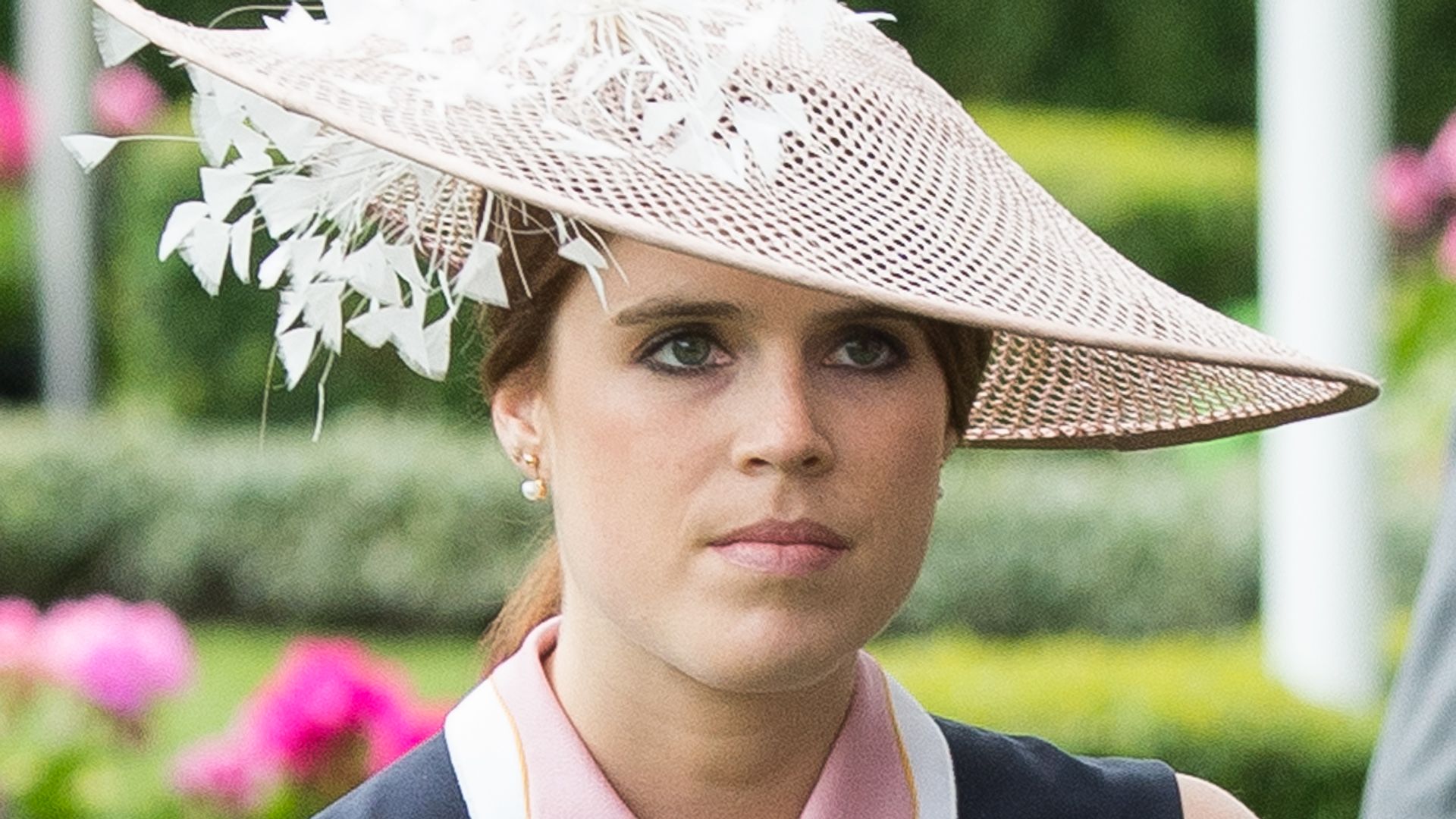 Princess Eugenie in a pink hat