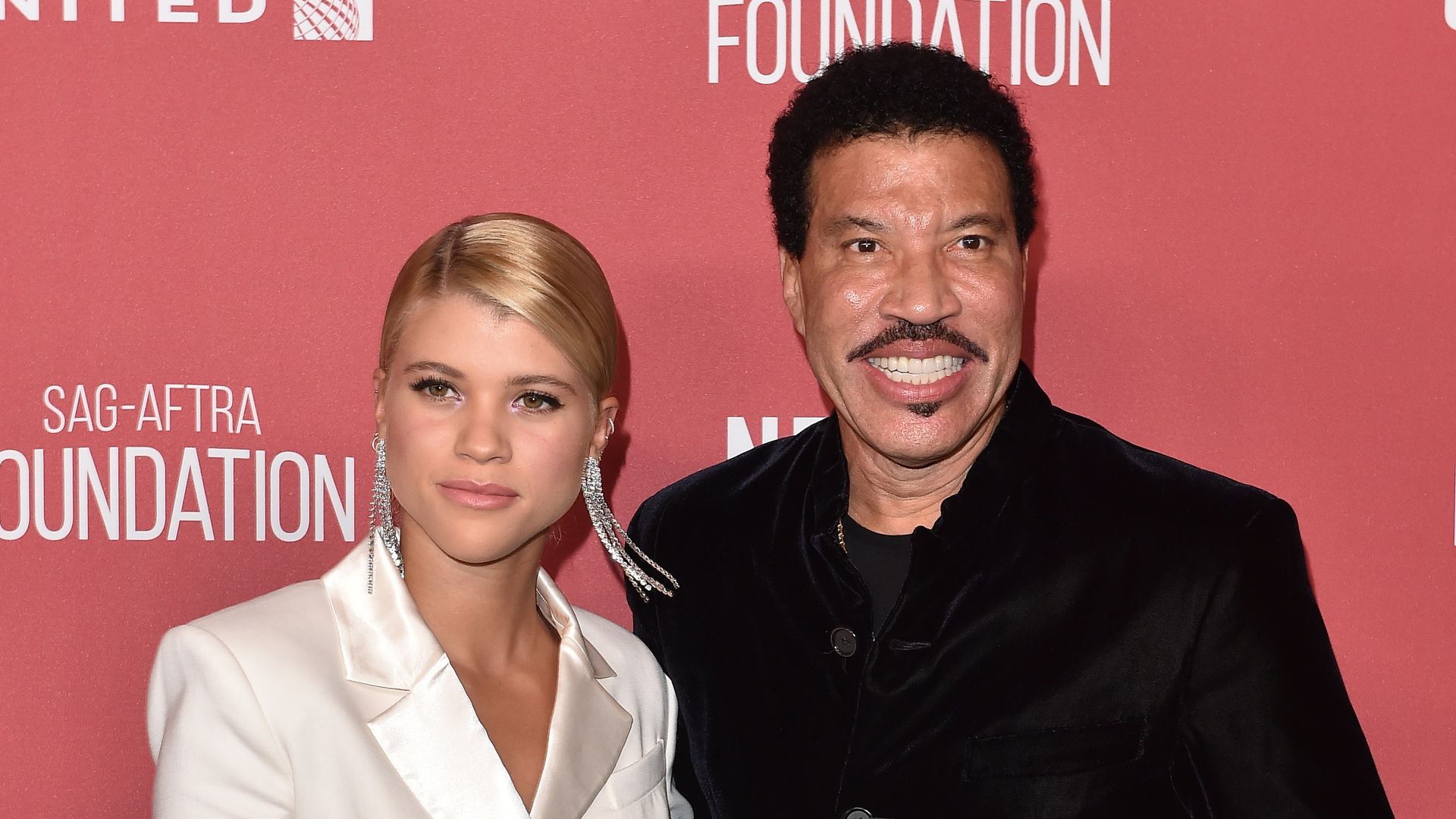 Lionel Richie and daughter Sofia Richie arrive at SAG-AFTRA Foundation Patron of the Artists Awards 2017 on November 9, 2017 in Beverly Hills, California