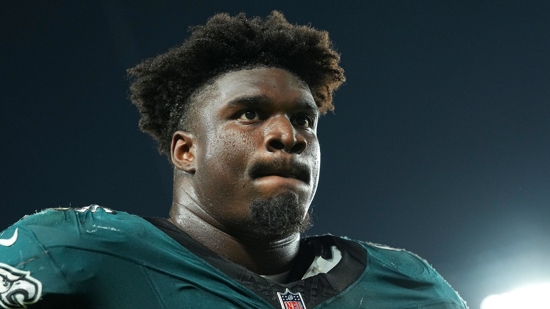 Jordan Davis #90 of the Philadelphia Eagles looks on against the Dallas Cowboys