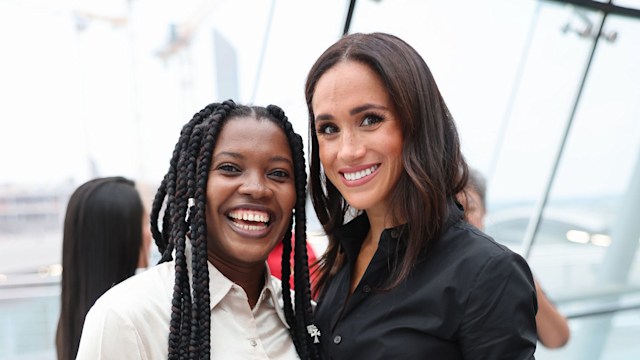 Meghan, Duchess of Sussex meets Glory Essien at the Friends @ Home Event