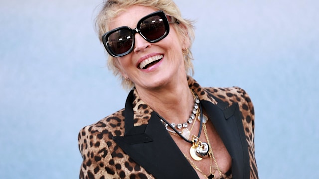 Sharon Stone in leopard print 