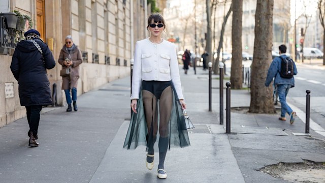 Mary Leest in a show-stopping sheer number in Paris. 
