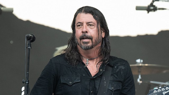 Dave Grohl from the Foo Fighters performs on The Pyramid Stage at Day 3 of Glastonbury Festival 2023 on June 23, 2023 in Glastonbury, England.