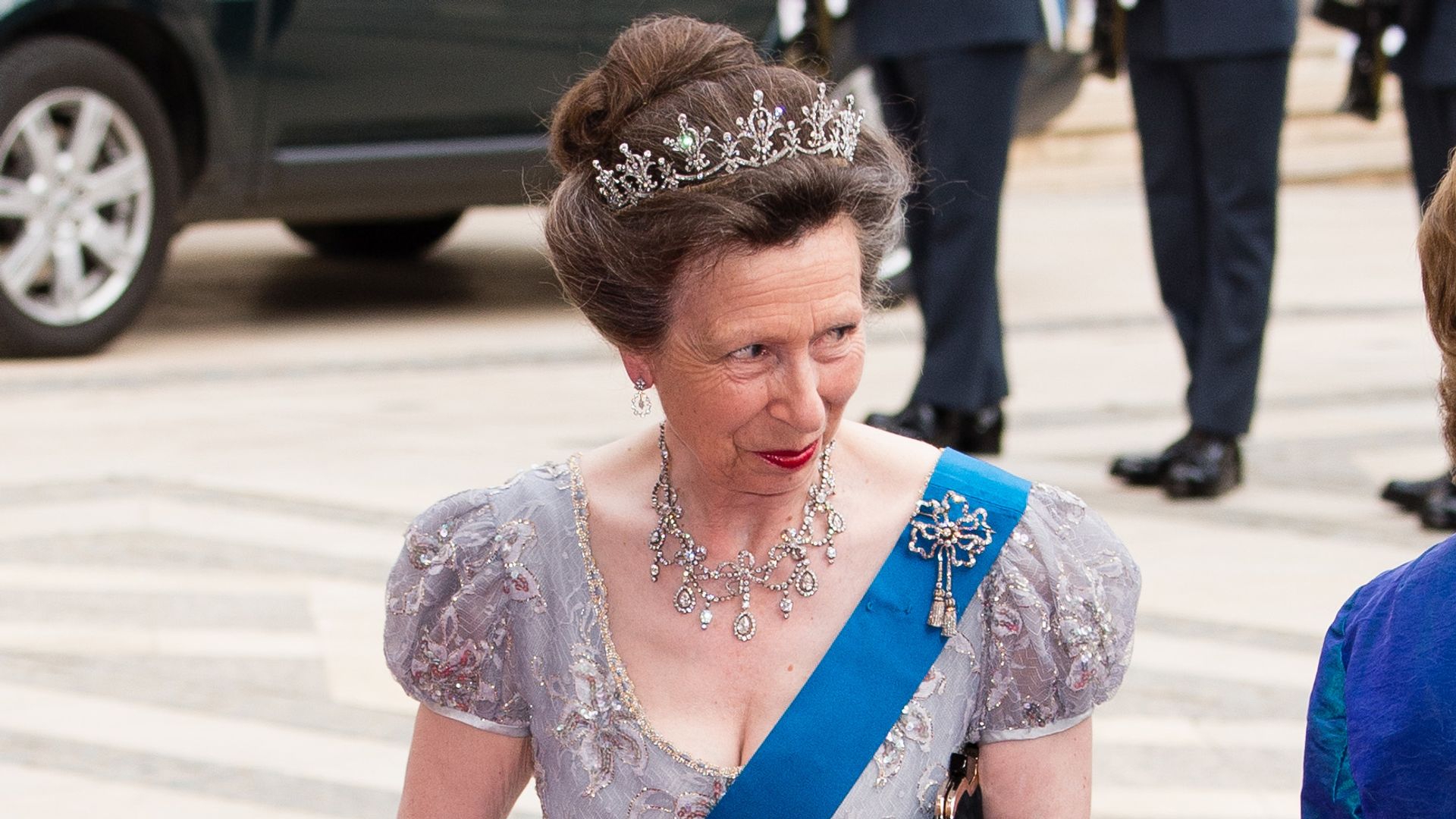 Princess Anne, 74, dines with King Charles in recycled fit-and-flare dress from her thirties