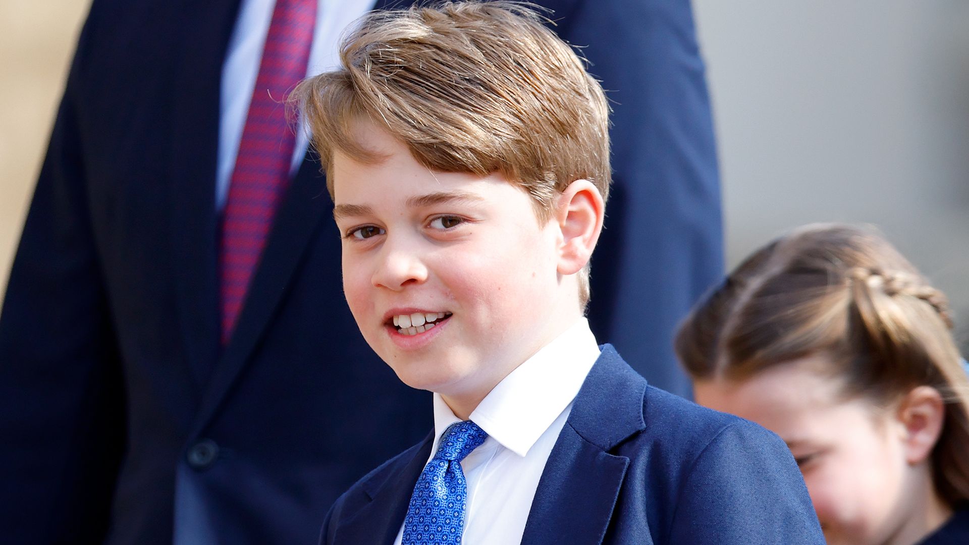Prince George smiling at Easter Sunday service