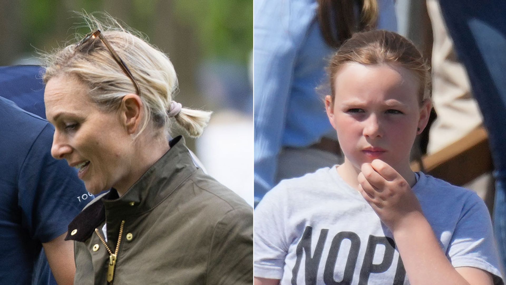 split image showing zara tindall and mia tindall 