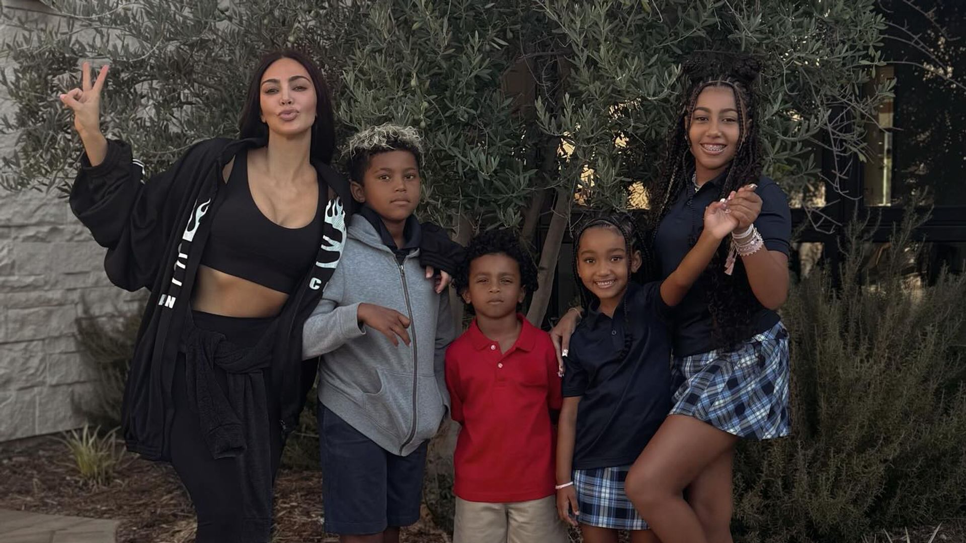 kim kardashian four kids back to school selfie