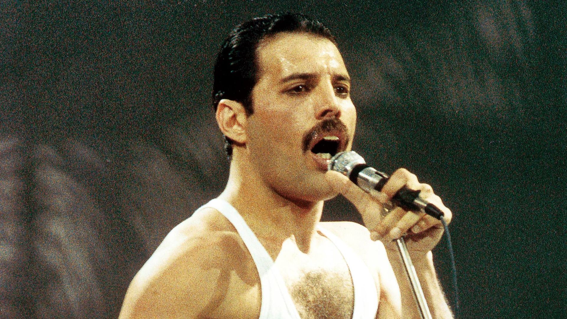 Freddie MERCURY and QUEEN, Freddie Mercury performing live on stage (Photo by Pete Still/Redferns)